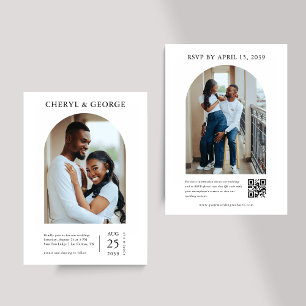 Minimalist 2 Arch Photo QR Code All in One Wedding Invitation