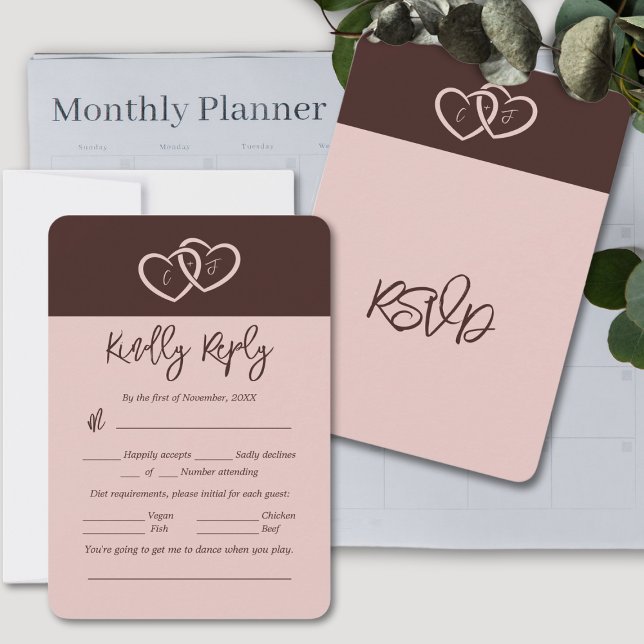 Minimalist 2 Hearts Red and Pink RSVP Card (Minimalist 2 Hearts Red and Pink RSVP Card)