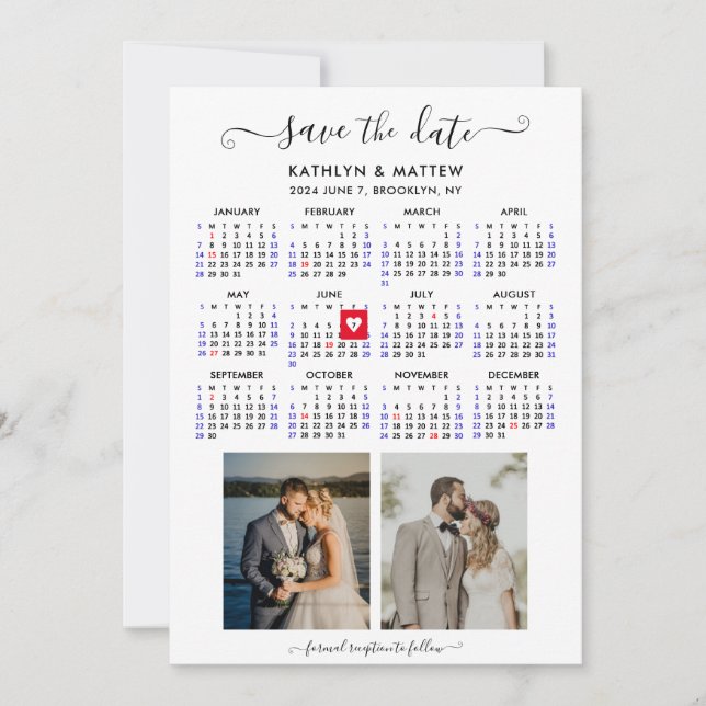 Minimalist 2 Photo 2024 Calendar Save the Date (Front)