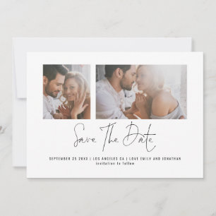 Minimalist 2 Photo Any Colour Wedding Save The Dat Date