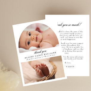 Minimalist 2 Photo Birth Announcement Thank You