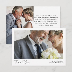 Minimalist 2 Photo Calligraphy Vow Renewal Thank You Card