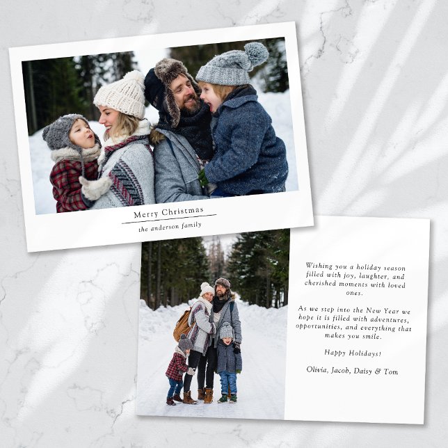 Minimalist 2 Photo Merry Christmas Holiday Card (Creator Uploaded)