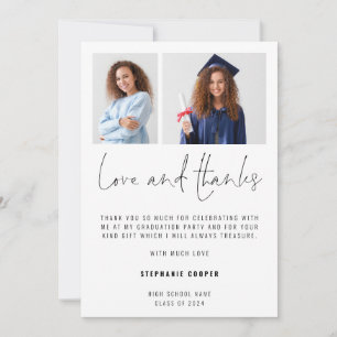 Minimalist 2 Photo Script 2024 Graduation  Thank You Card