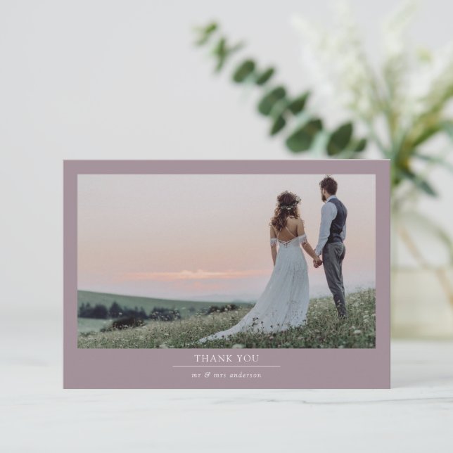 Minimalist 2 Photo Wedding  Thank You Card (Standing Front)