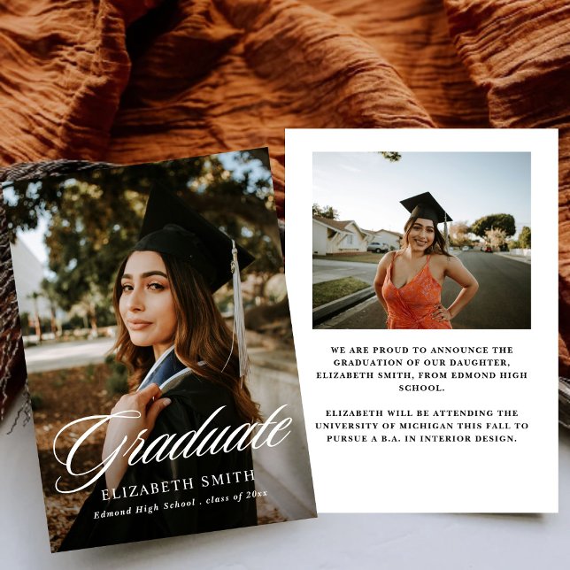 Minimalist 2 Photos Graduation Announcements (Creator Uploaded)