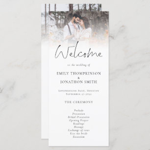 Minimalist 2 Photos Overlay Script Wedding Programme