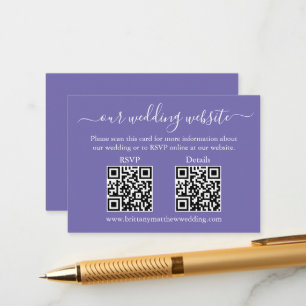 Minimalist 2 QR Wedding RSVP Details Periwinkle Enclosure Card