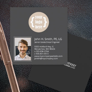 Minimalist, 2-Tone Charcoal, Professional Photo Square Business Card