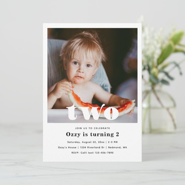 Minimalist 2nd Birthday Invitation | 2nd Birthday (Standing Front)