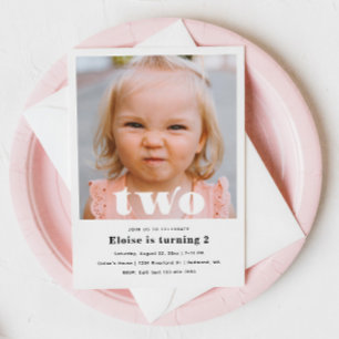 Minimalist 2nd Birthday Invitation 2nd Birthday