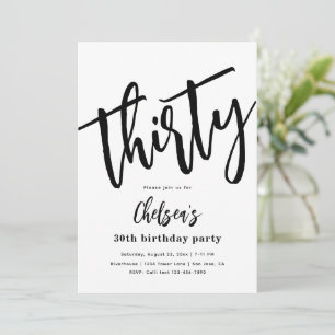 Minimalist 30th Birthday Invitations   30th