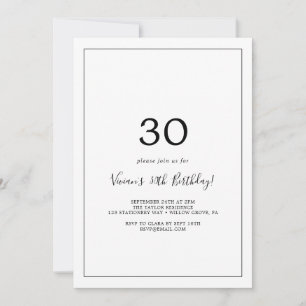 Minimalist 30th Birthday Party Invitation