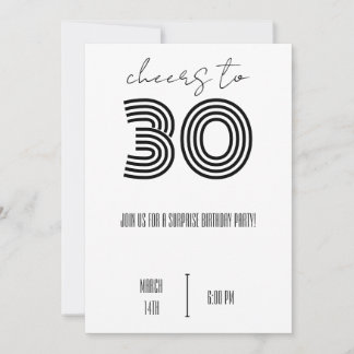 Minimalist 30th Birthday Party Invite 