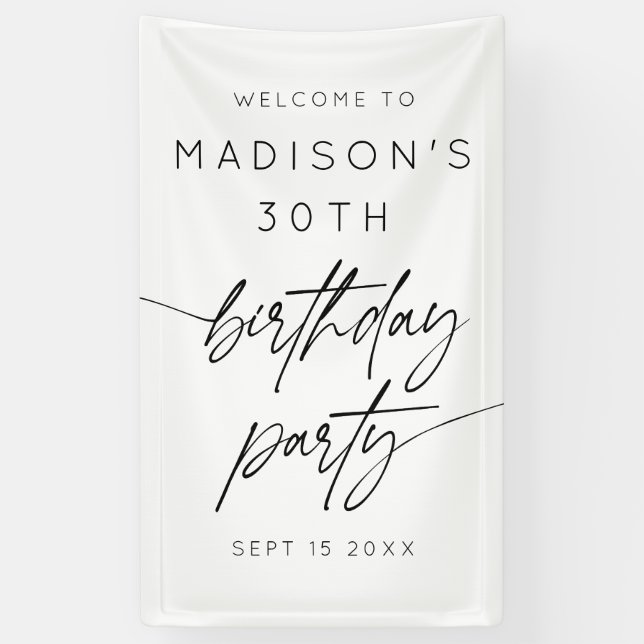 Minimalist 30th Birthday Party Welcome  Banner (Vertical)