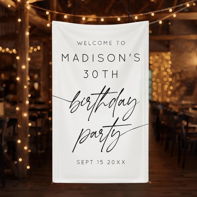 Minimalist 30th Birthday Party Welcome  Banner (Creator Uploaded)