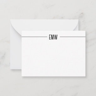 Minimalist 3 Initial Monogram Line Border Card