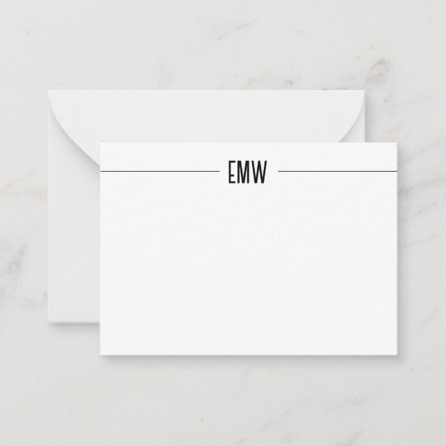 Minimalist 3 Initial Monogram Line Border Card (Front)
