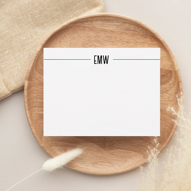 Minimalist 3 Initial Monogram Line Border Card (Creator Uploaded)