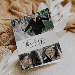 Minimalist 3 Photo Collage Thank You Card