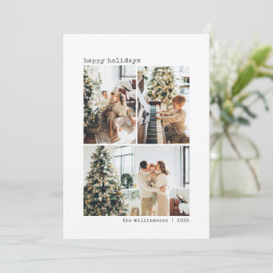 Minimalist 3 Photo Collage Typewriter Typography H Holiday Card