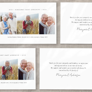 Minimalist 3 Photo Funeral Sympathy Thank You Card
