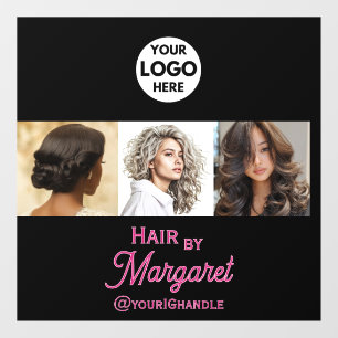 Minimalist 3 Photo Pink Black Photo Hair Salon Window Cling