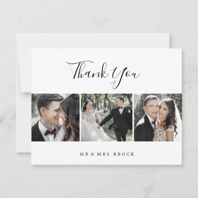 Minimalist 3 Photo Template Thank You Card (Front)