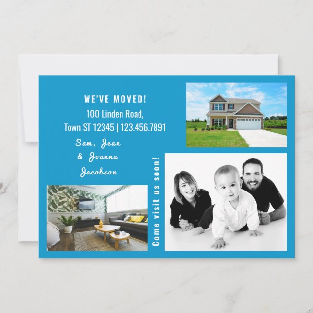 Minimalist 3 Photos We Moved Moving Announcement (Front)