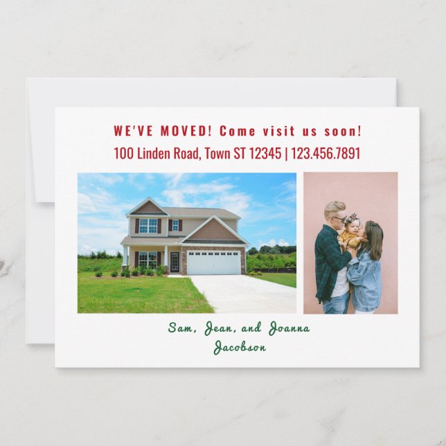 Minimalist 3 Photos We Moved Moving Announcement (Front)