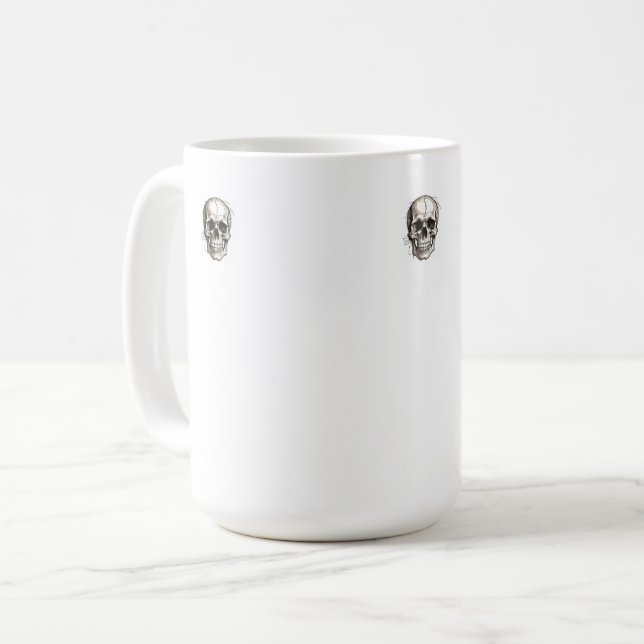 Minimalist 3 Skull Mug Memento Mori (Front Left)