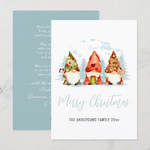 Minimalist 3 Winter Colourful Christmas Gnomes Holiday Card