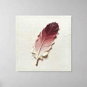 Minimalist 3D Oil Burgundy Pink Feather Lumber Canvas Print