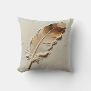 Minimalist 3D Oil Painting Feather Aesthetic Squar Cushion