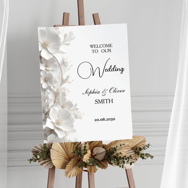 Minimalist 3D White Floral  Wedding Welcome Sign  (Creator Uploaded)