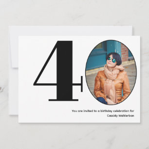 Minimalist 40 Photo 40th Birthday Invitation