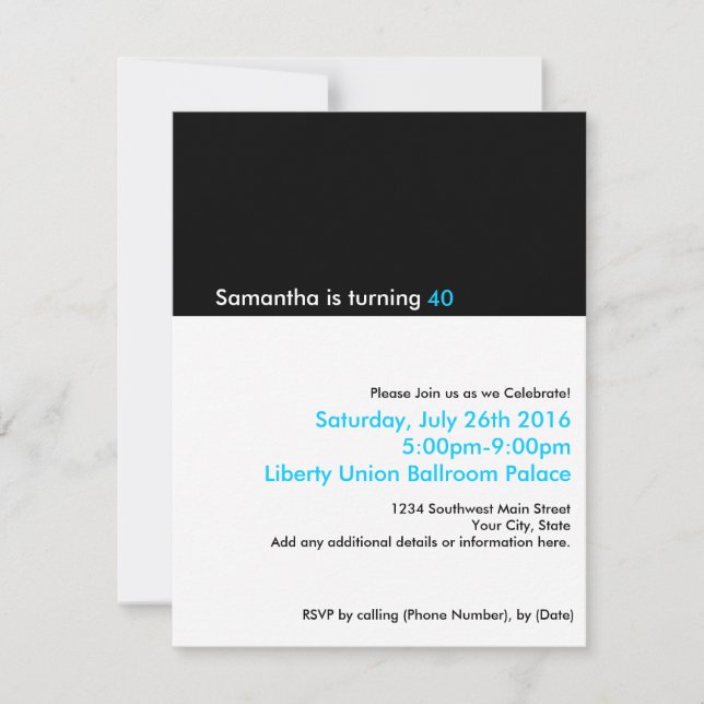 Minimalist 40th Birthday Invitations (Front)