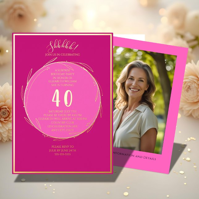 Minimalist 40th Custom Photo Surprise Birthday     (Creator Uploaded)