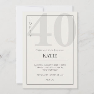 Minimalist 40th Milestone Birthday Celebration Invitation
