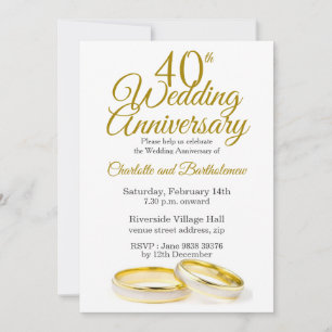 Minimalist 40th Wedding Anniversary Invitation