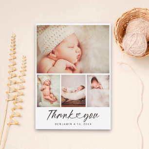 Minimalist 4 Photo Collage Baby Shower Thank You