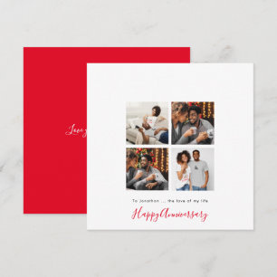 Minimalist 4 photo Collage Personalise Anniversary Card