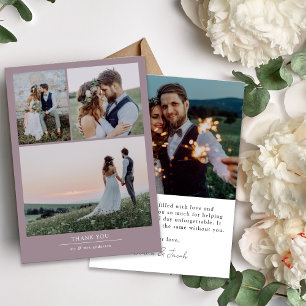 Minimalist 4 Photo Wedding Thank You Card