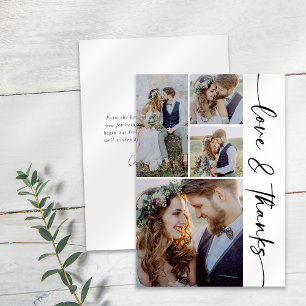 Minimalist 4 Photo Wedding Thank You Card