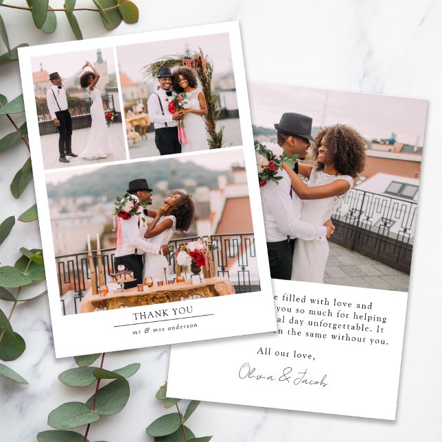Minimalist 4 Photo Wedding Thank You Card (Creator Uploaded)