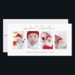 Minimalist 4 Photos Baby First Christmas Holiday Card<br><div class="desc">Minimalist 4 Photos Baby First Christmas. Available digitally and printed. Modern and minimalist,  with a stylish set script for My First Christmas. Replace the sample pictures with your own and personalise the rest of the words on each side as required.</div>