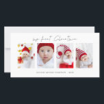Minimalist 4 Photos Baby First Christmas Holiday Card<br><div class="desc">Minimalist 4 Photos Baby First Christmas. Available digitally and printed. Modern and minimalist,  with a stylish set script for My First Christmas. Replace the sample pictures with your own and personalise the rest of the words on each side as required.</div>