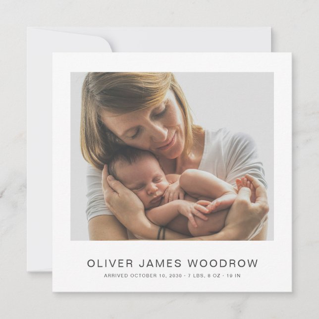 Minimalist 4 Photos Collage Birth Announcement (Front)