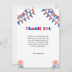 Minimalist 4th of july  birthday thank you card