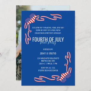 Minimalist 4th of July Pool Party Invitation